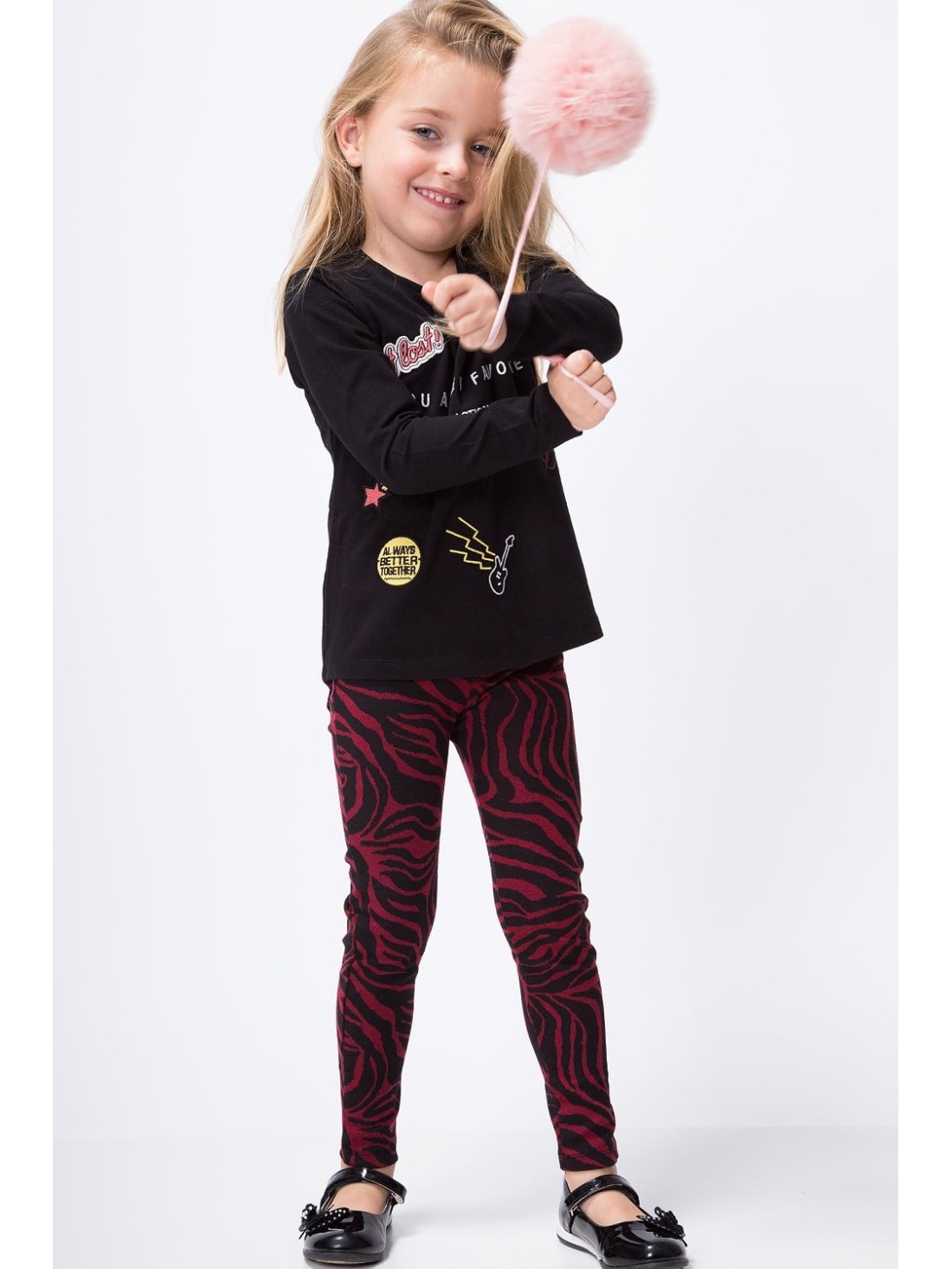 Girls\' black and burgundy trousers NDZ53220 - Online store - Boutique